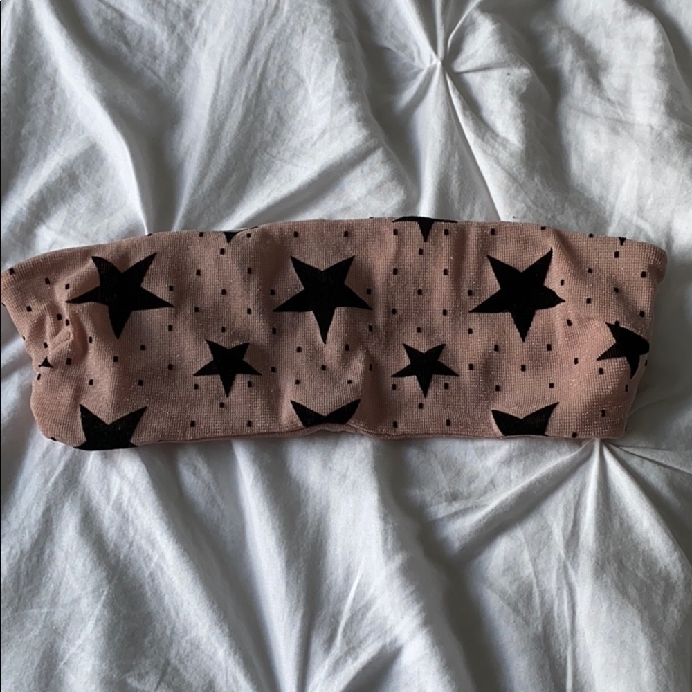 Beginning Boutique crop pink and black velvet star